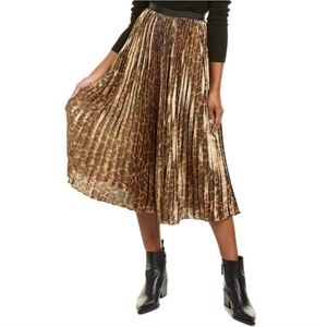 J. Crew Paulina metallic pleated leopard print midi skirt Size 00